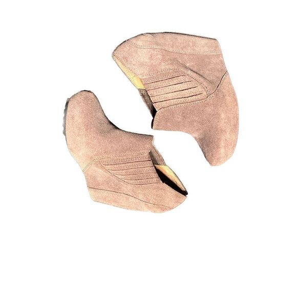 5148 Taupe Suede Platform Ankle Booties Size 7 - Picture 2 of 5